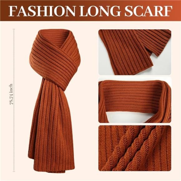 Winter Beanie Hat Long Scarf Glove Set for Women